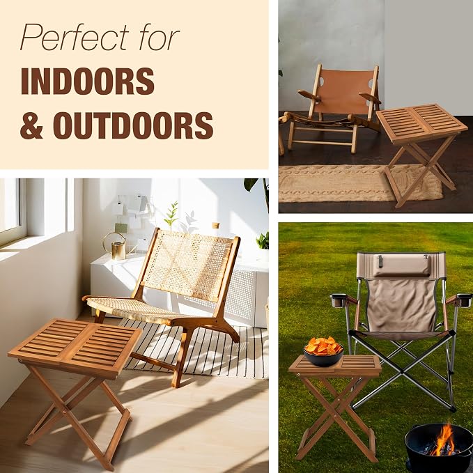 Folding Wooden Side Table – Premium Portable Foldable Table - Image 7