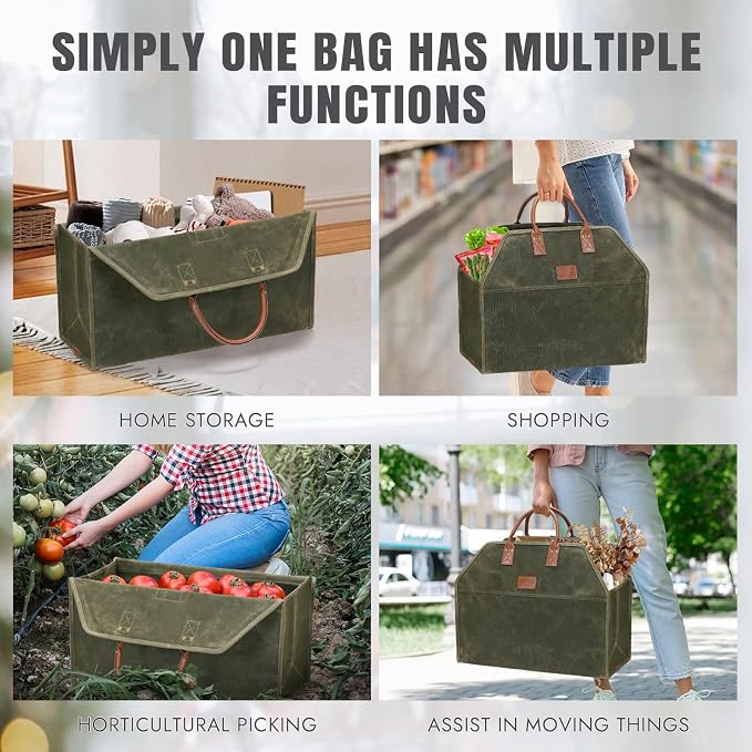 INNO STAGE Heavy Duty Firewood Log Carrier Tote Bag, Large Wood Storage Hay - Image 4