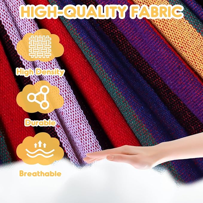 Hammock in Rainbow Cotton with Anti-Rollover Design