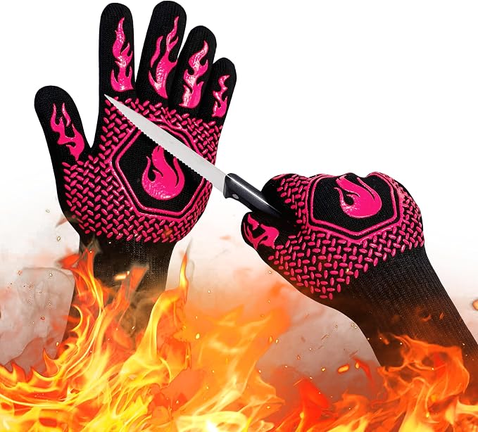 BBQ Fireproof Gloves, Grill Cut-Resistant Gloves 1472°F Heat Resistant Gloves by DKHDBD