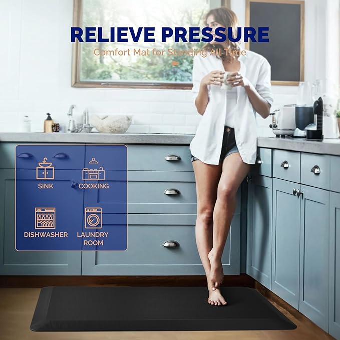 FEATOL Anti Fatigue Mats for Standing 2 Packs, 9/10 Extra Thick Ergonomic - Image 4