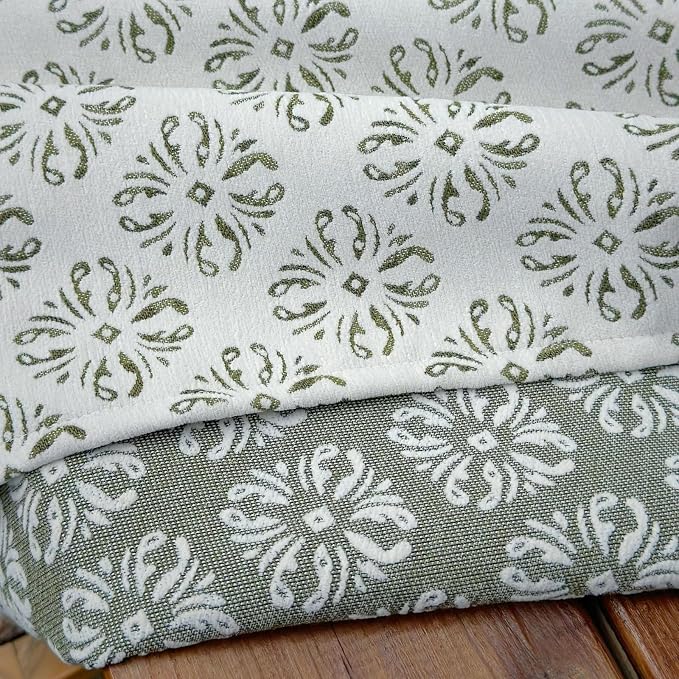 Jacquard Rectangle Tablecloth, Washable Green Table Cloth, Soft Thick - Image 3