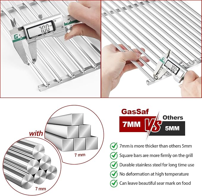 GasSaf 304SS Grill Grates 17.5 for Weber Spirit 300 and GS4 II 300, Cooking - Image 4