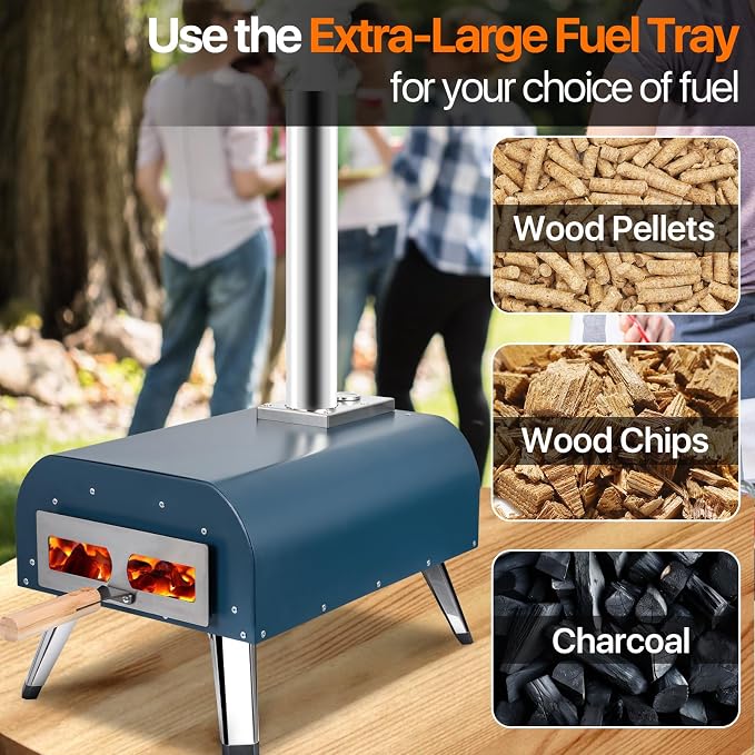 Pizza Oven 13 Inch Outdoor Wood Fired Portable Stainless Steel Pizza Oven - Image 3