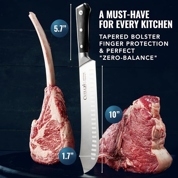 Cutluxe Butcher Knife – 10″ Bullnose Carving Knife, Forged High Carbon German - Image 8