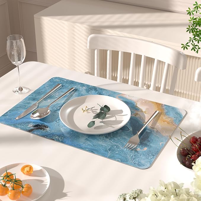 QIYI Placemats Set of 4, 12x18 Inch Faux Leather Place Mats - Image 6