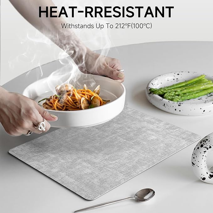 Faux Leather Vinyl Placemats Set of 4 Wipeable Heat Resistant Place Mats 100% - Image 3