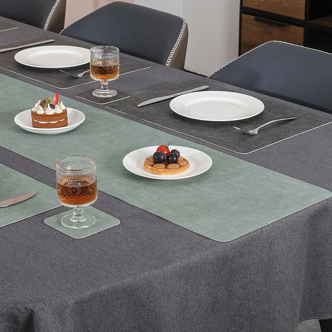 Table Runners 72 Inches Long, Dual-Sided Faux Leather Farmhouse Table Runner - Image 9