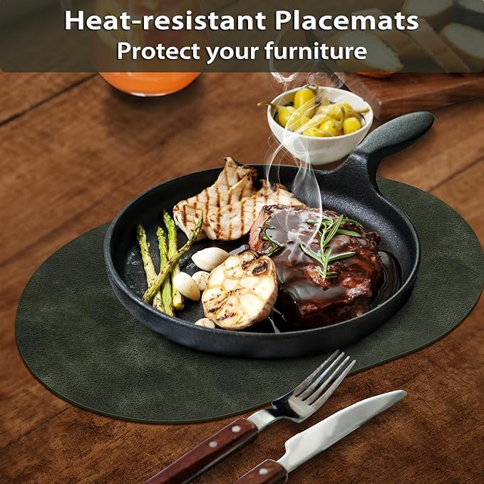 ADRIMER Placemats, Heat Resistant Oval Placemats Set of 6 Washable 12 x 17 Inch - Image 3