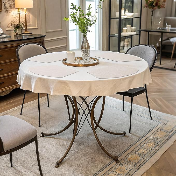 Homaxy Round Table Placemats Set of 6, Washable Wedge Shaped Faux Leather Table - Image 6