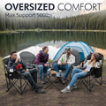 Camping Chair, Oversized Padded Steel Frame, Black 2-Pack