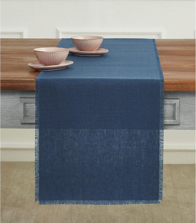 Solino Home Linen Fringe Table Runner 72 Inches Long - Image 2