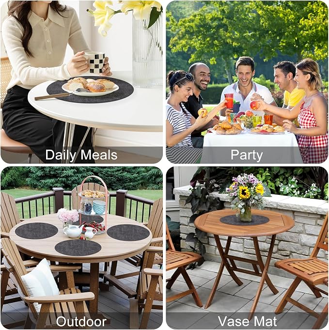 Homaxy Round Faux Leather Placemats and Coasters, Washable Dual-Side Table Mats - Image 5