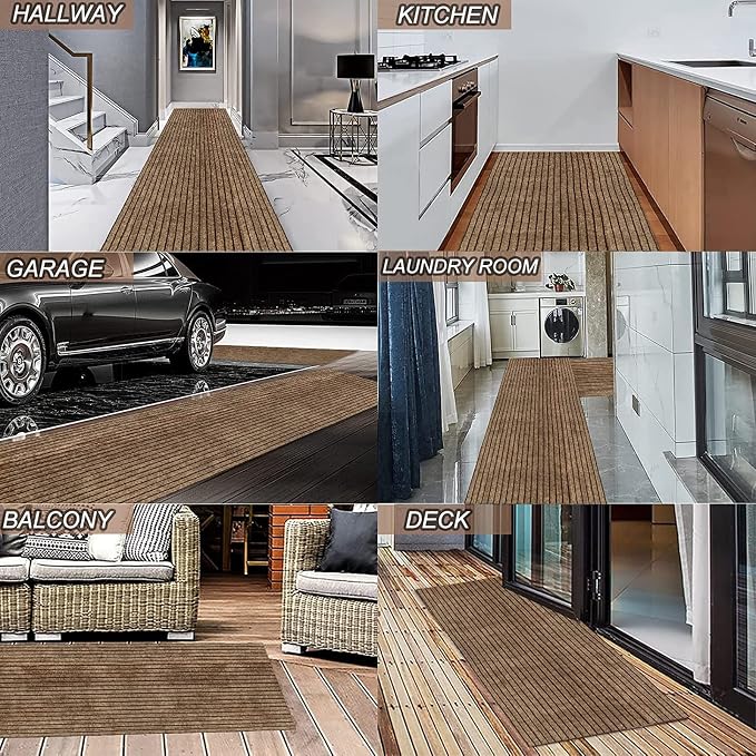 3' x 78' Runner Rugs with Rubber Backing, Indoor Outdoor Utility Carpet Runner - Image 7