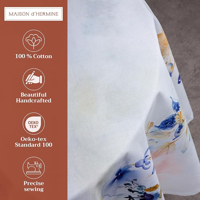 Maison d' Hermine Table Cloth Round Table 100% Cotton 63 Inches Tablecloth - Image 2
