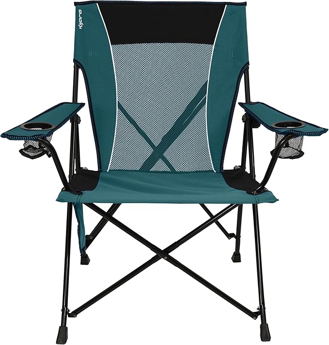 Folding Camp Chair in Cayman Blue Iguana, Diamond Ripstop Polyester, Dual Lock