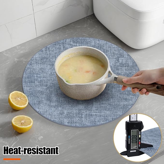 Homaxy Round Faux Leather Placemats and Coasters, Washable Dual-Side Table Mats - Image 2