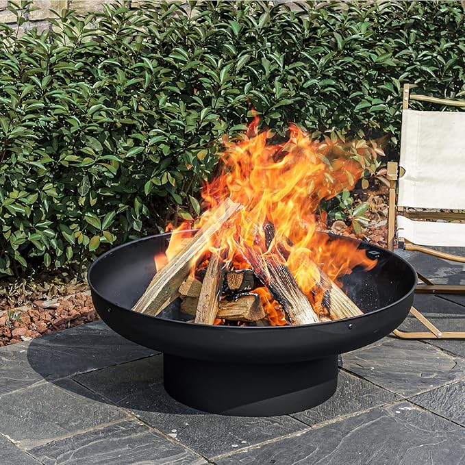 32in Fire Pit Table with Lid, Heavy Duty and Deep Fire Bowl, Outdoor Wood - Image 5