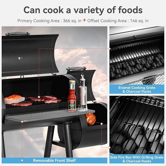 GREEN PARTY Offset Smoker Charcoal Grills - Image 7