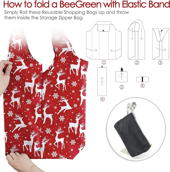 BeeGreen Christmas Reusable Shopping Bags 12 Pack - Image 3