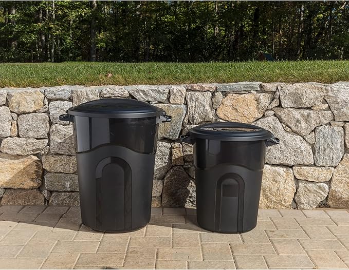 United Solution 20 Gallon Round Waste Container, Pass-Through Handles & - Image 7
