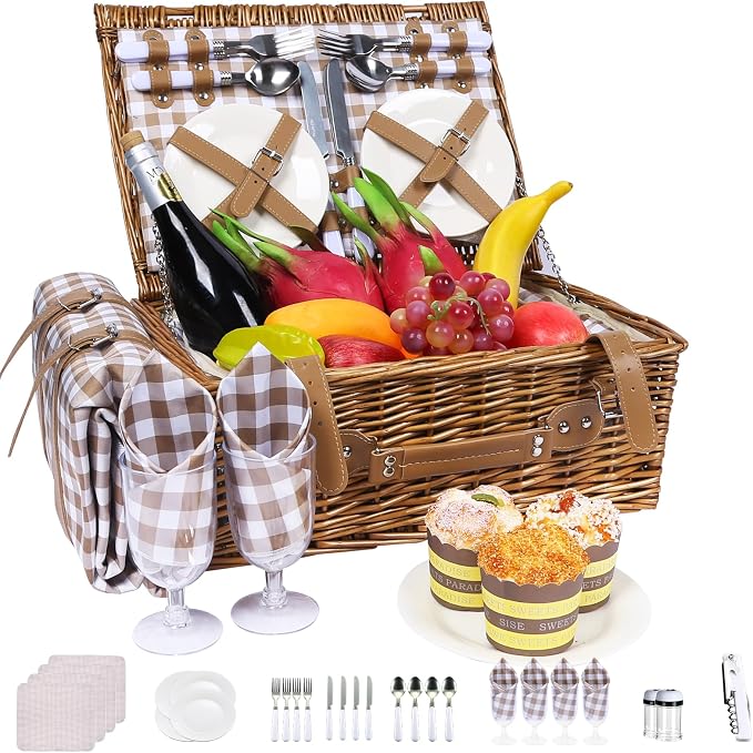 Neti Neti Wicker Picnic Basket for 4 by NetiNeti