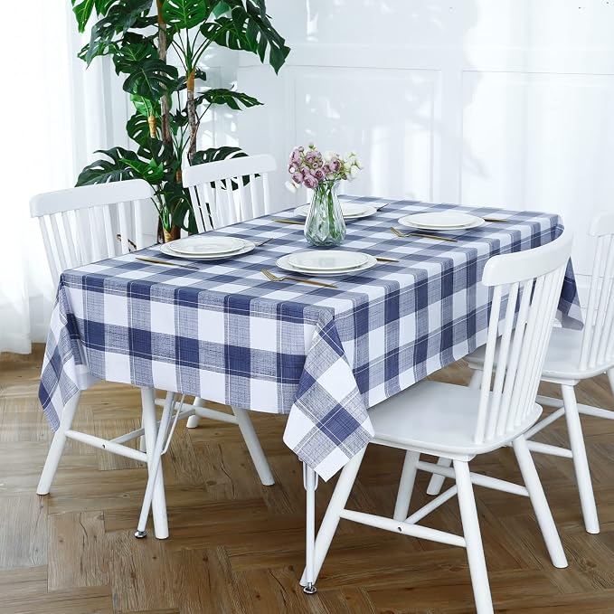 Romanstile Rectangle Vinyl Tablecloth, 100% Waterproof Oil-Proof Checkered - Image 3