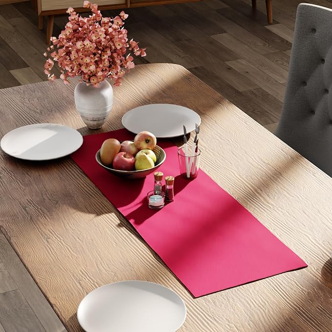 Encasa XO Table Runner 13"x36" Long | Cotton Canvas Fabric | Hot Pink Solid - Image 2