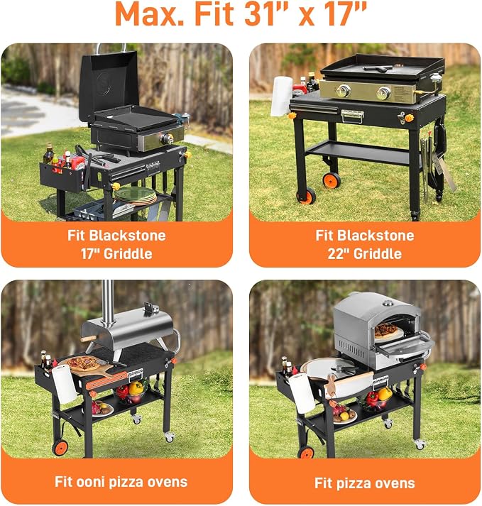 Portable Outdoor Grill Table, Folding Grill Cart Solid and Sturdy, Grill Stand - Image 2