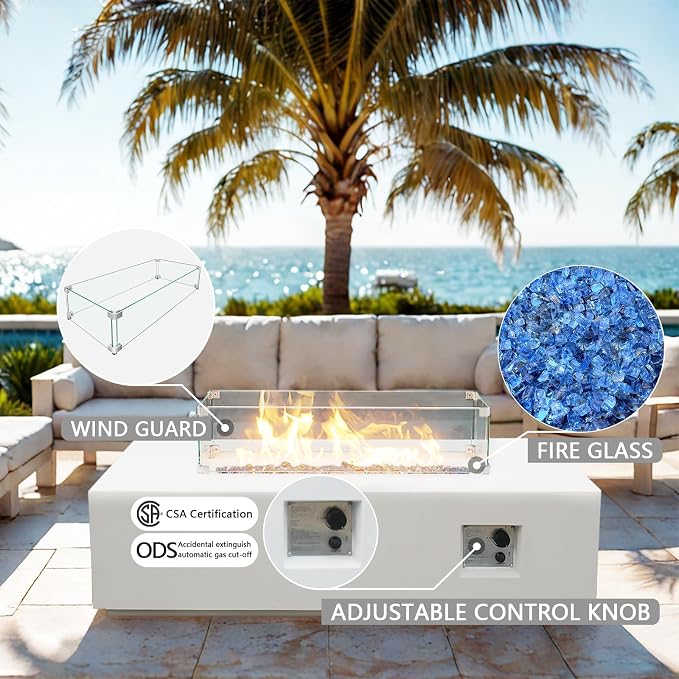EXPLUX Outdoor Propane Gas Fire Pit Table 65, 000 BTU 52-inch Concrete - Image 2