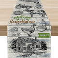 Farmhouse Cow Table Runner, Retro Rustic Country Barn Cottage Rooster Cow by Unknown