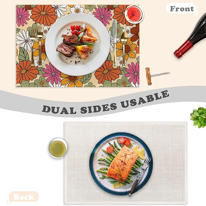 Retro 70s Groovy Flowers Placemats - Image 3