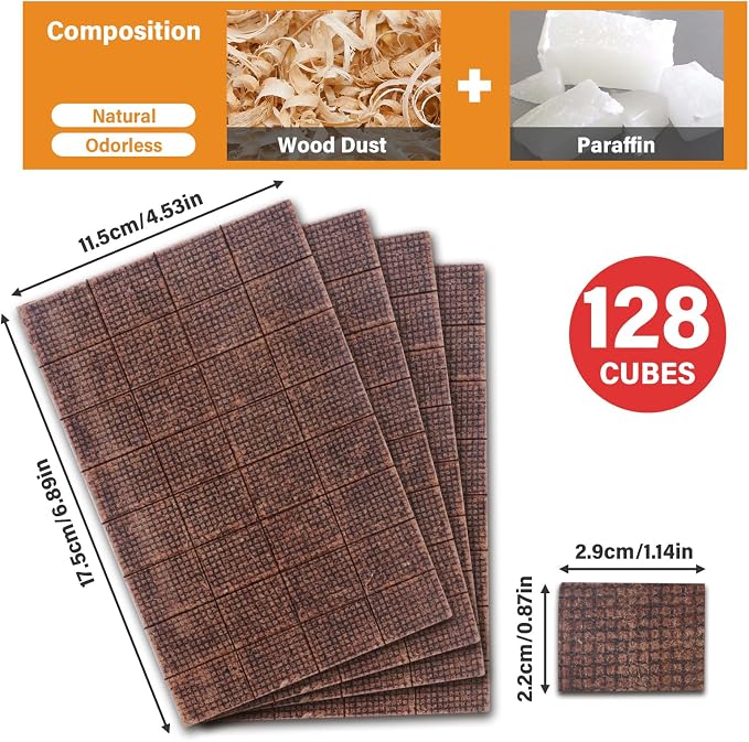 HGD Fire Starter, 128 Mini Square, Natural Fire Starters - Image 2