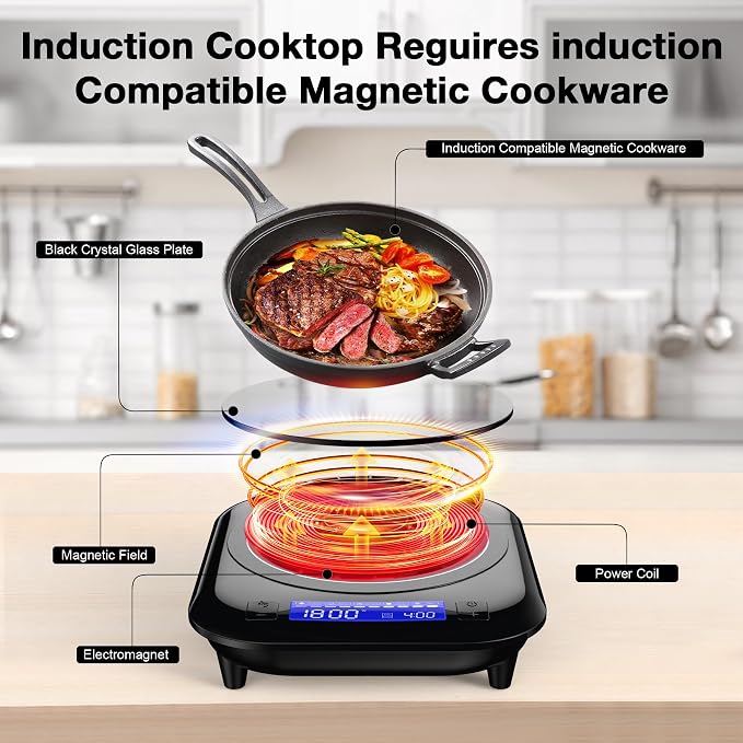 Single Induction Cooktop, 1800W 110V Single Burner Cooktop, Induction Hot Plate - Image 8