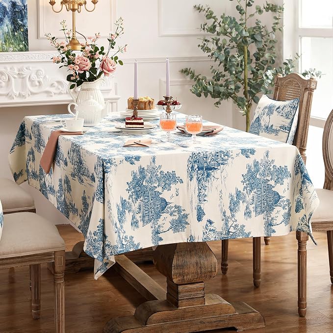 patdrea Designer Vintage Cyan Long Tablecloth - Image 8