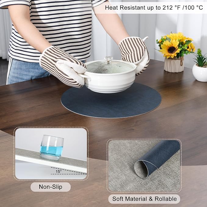 Myir JUN Round Placemats Dual Sided, Faux Leather Place Mats Set of 4 Indoor - Image 5