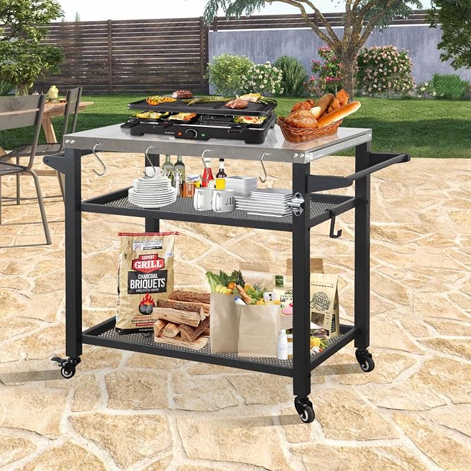 Domi 3-Tier Outdoor BBQ Grill Cart - Image 3