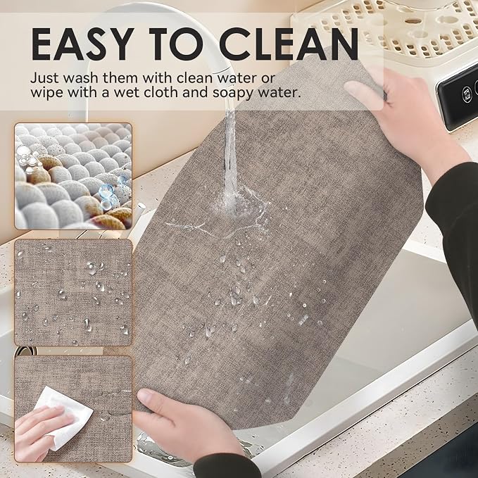 Round Table Placemats Set of 4, Faux Leather Wedge Shape Place Mats Heat - Image 4