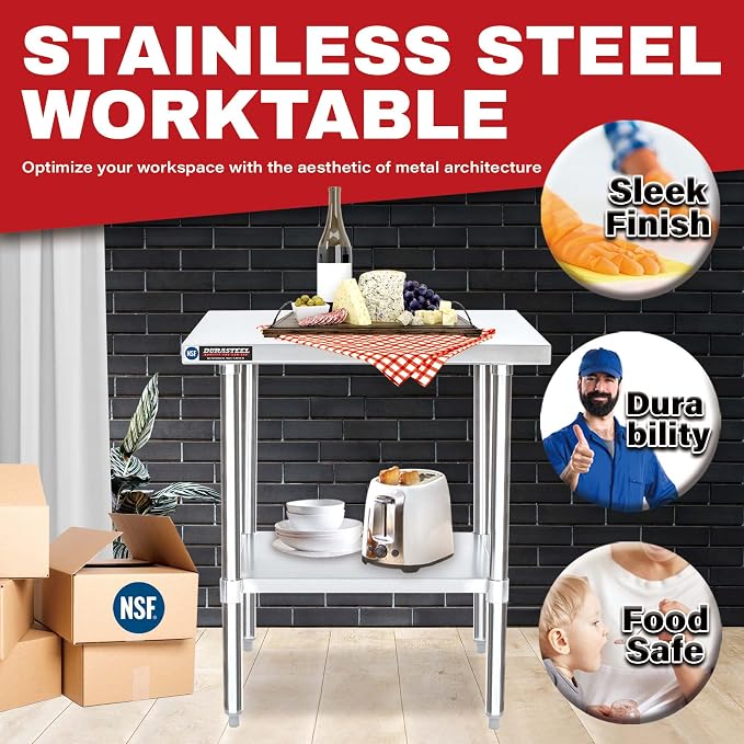DuraSteel 30x60 Stainless Steel Work Table - Image 2