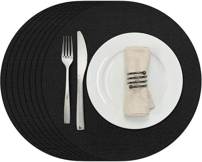 Myir JUN Round Placemats Dual Sided, Faux Leather Place Mats Set of 4 Indoor by MyirJUN