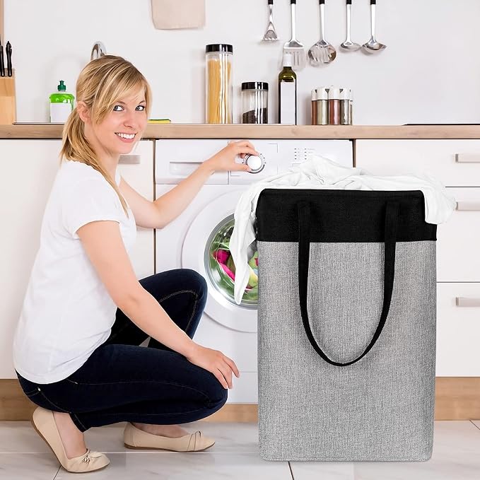 Laundry Hampers 15.2Lx7.5Wx23H Small&Tall Slim Fabric Laundry Baskets Thin - Image 2