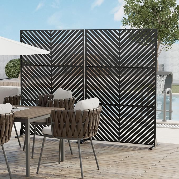 Casaphoria Metal Privacy Screen 72" H x 45" W, 2 Pack Outdoor Freestanding - Image 2