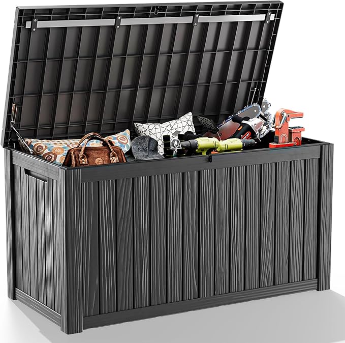 EasyUp 180 Gallon Outdoor Storage Box Waterproof, UV Resistant Resin Deck Box by EASYUP