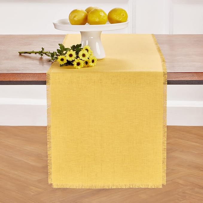 Solino Home Fringe Linen Table Runner 60 Inches - Image 2