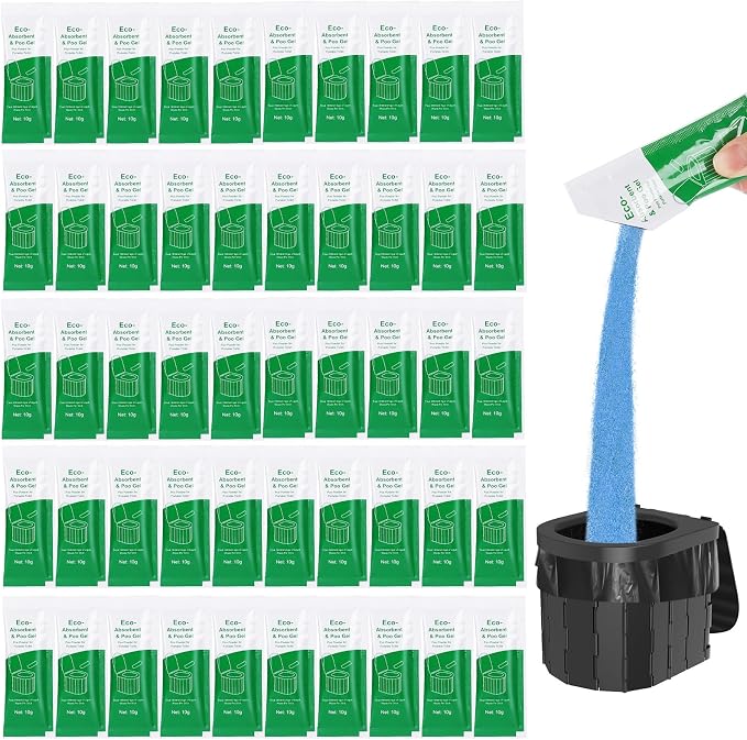 50 pack Portable Toilet Absorbent Gel Powder, Poo Gel by Siewl