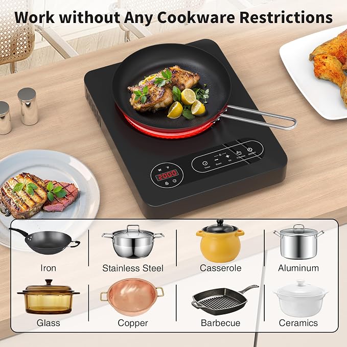 VBGK Single Burner Electric Cooktop, 110V 1800W Electric Stove Top - Image 6