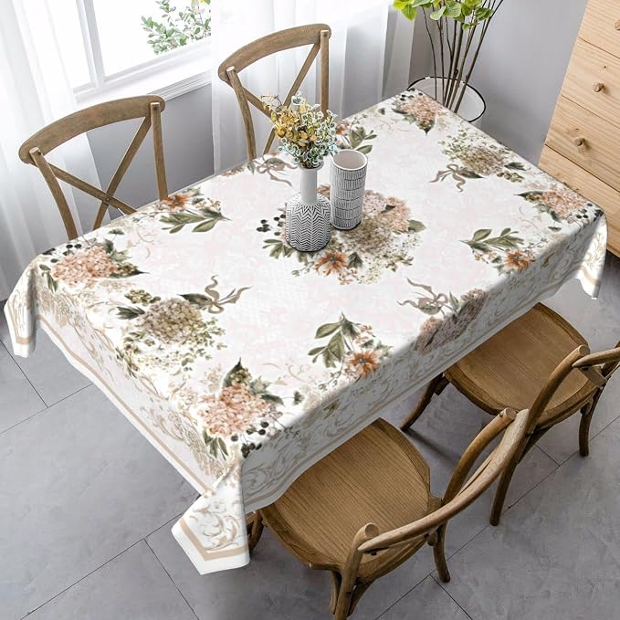 Worltoldb Retro Vintage Hydrangea Tablecloths Polyester Table Cloth - Image 4