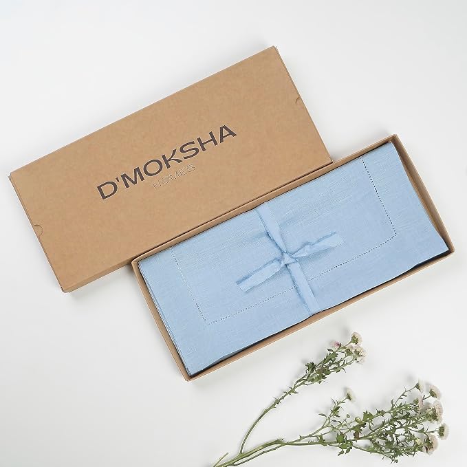 D'Moksha Homes Linen Powder Blue Table Runner 72 Inches Long - Image 6
