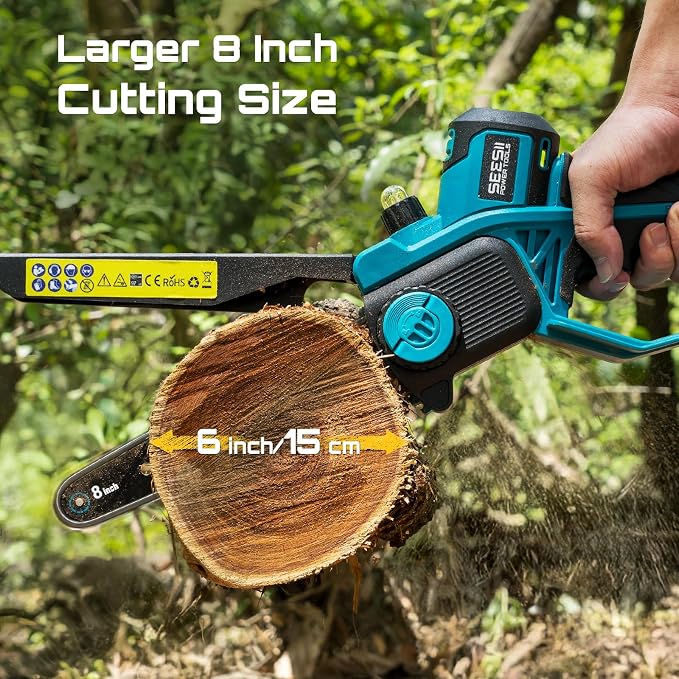SEESII 8-Inch Cordless Mini Chainsaw, 2025 Upgraded Brushless Motor, Electric - Image 2