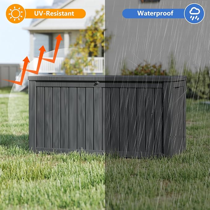 200 Gallon Outdoor Storage Box Waterproof, Resin Deck Boxes - Image 2